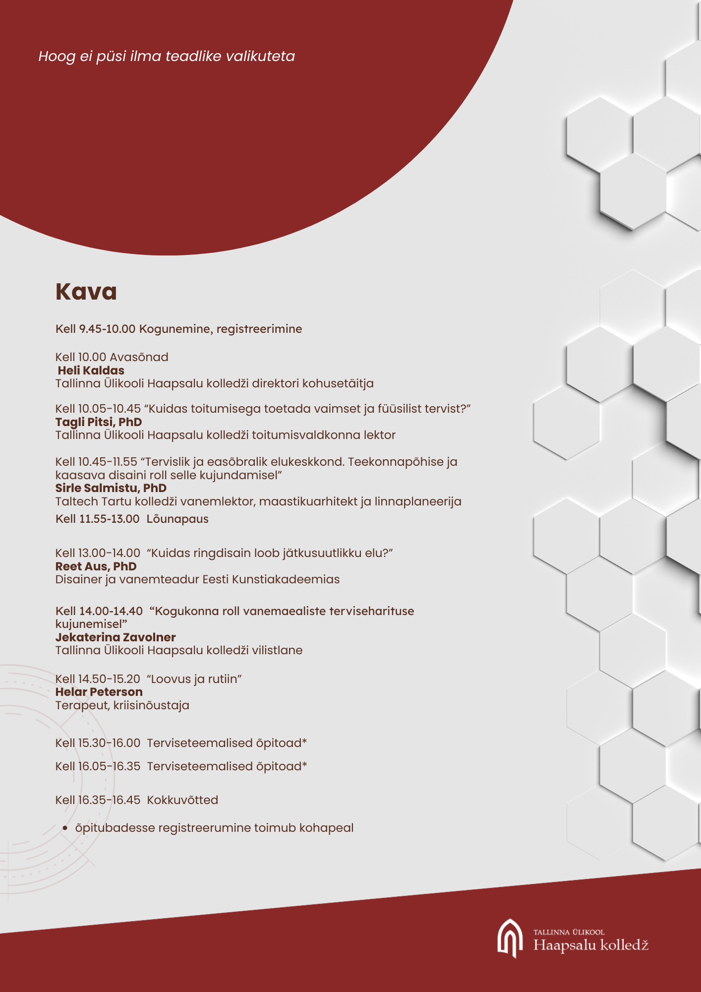 Tervisekonverentsi ajakava