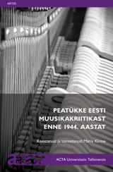 Peatükke Eesti muusikakriitikast enne 1944. aastat esikaas
