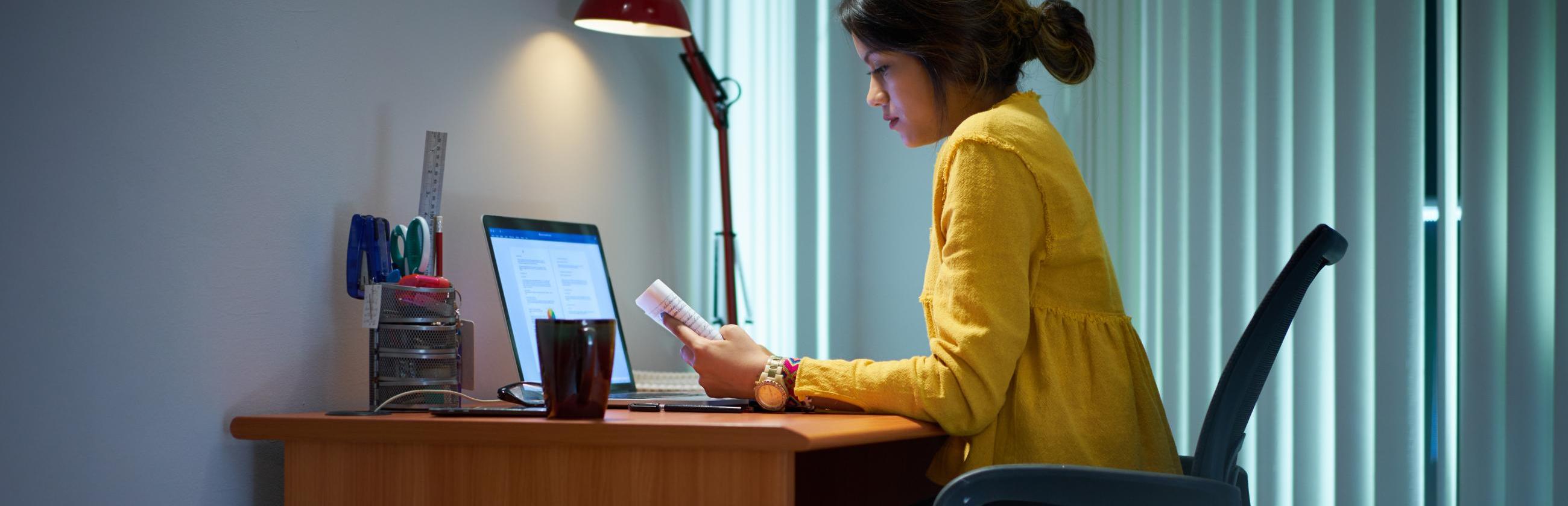 young woman learning