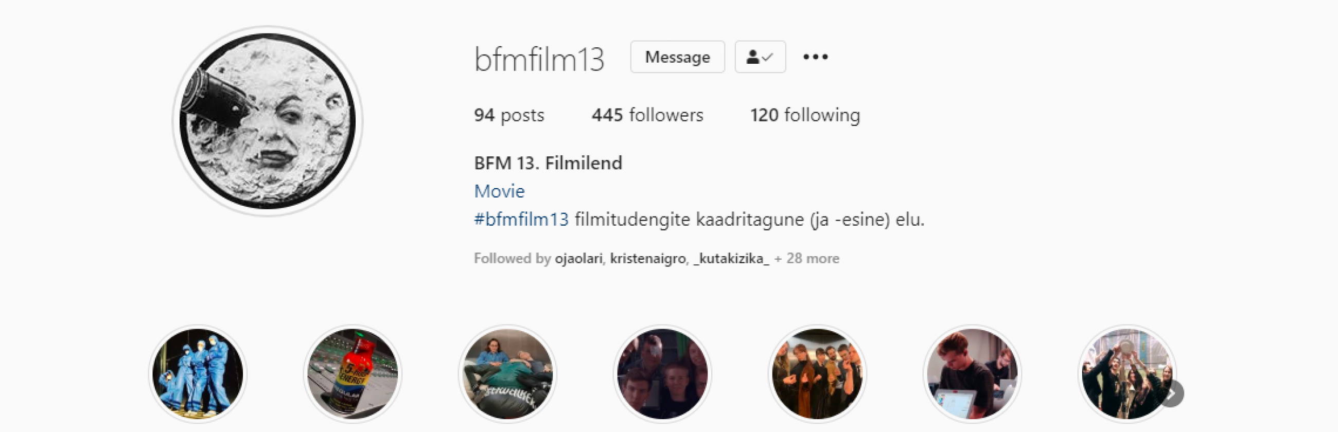 Filmikunsti tudengite Instagram