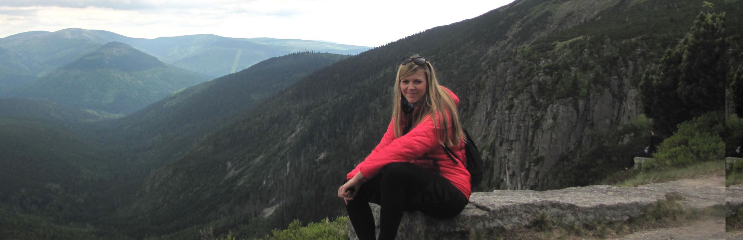 girl with mountains in the background