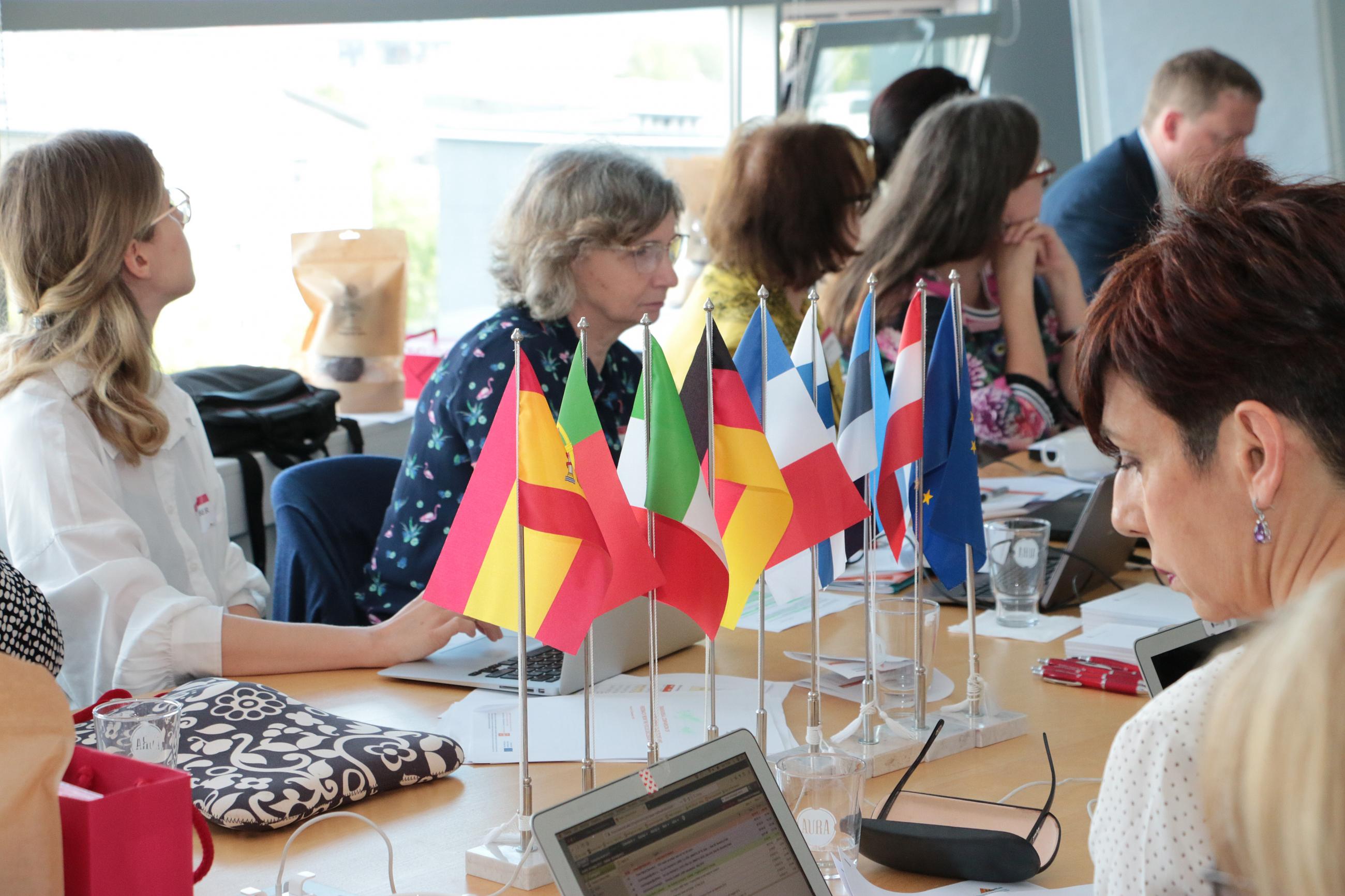 flags on the table