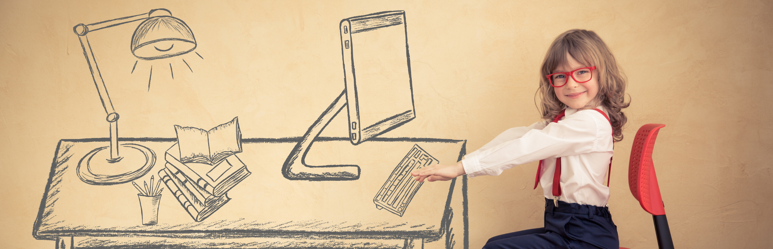 student at home desk