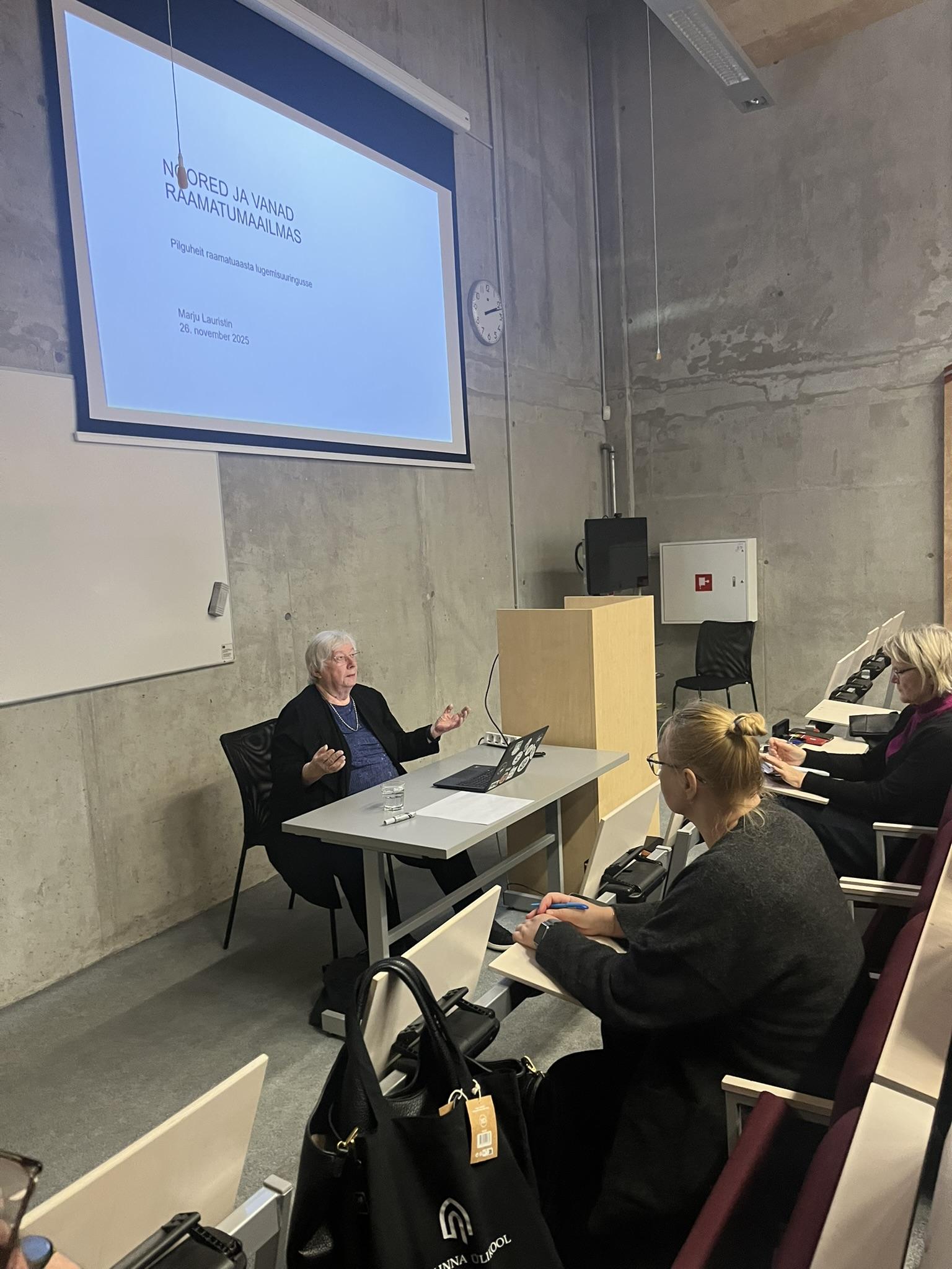 Marju Lauristin Tallinna Ülikoolis lugemisuuringut tutvustamas