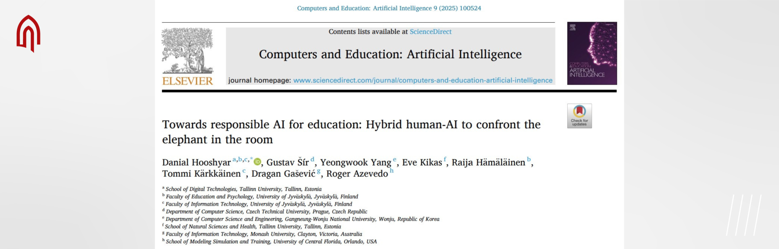 Article in the Computers and Education: Artificial Intelligence