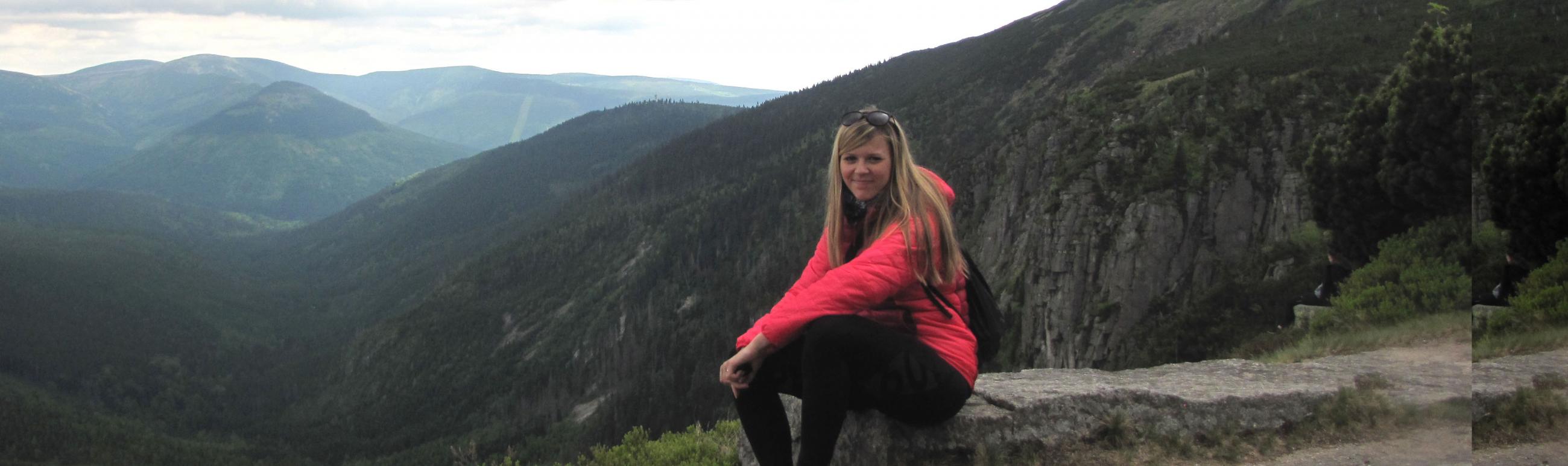 girl with mountains in the background