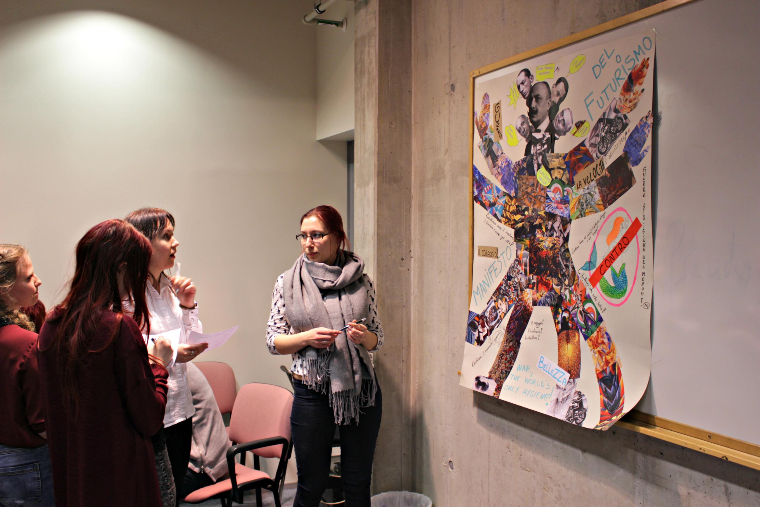 students with a poster