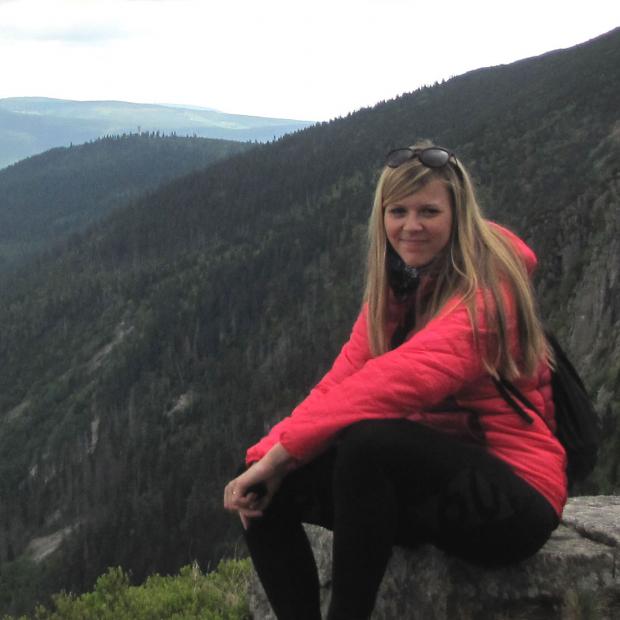 girl with mountains in the background