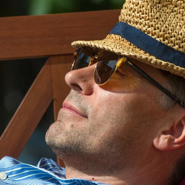 Tõnu Viik sunbathing