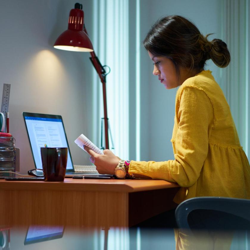 young woman learning