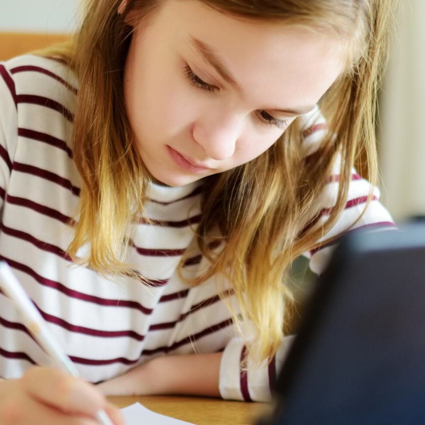child studying
