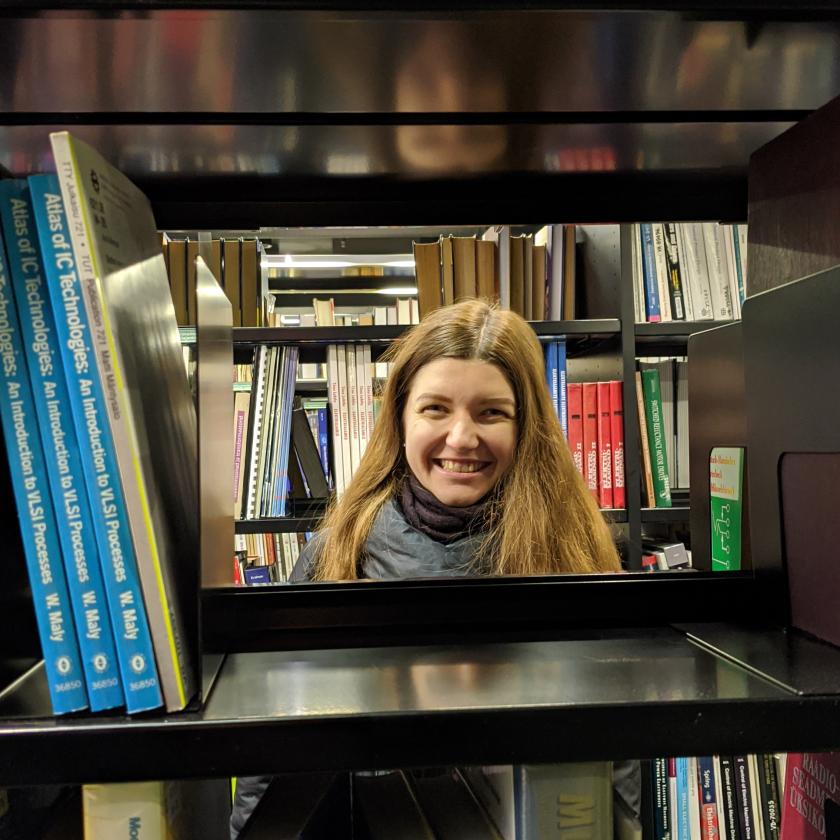 Illustrative image of Oksana in a library