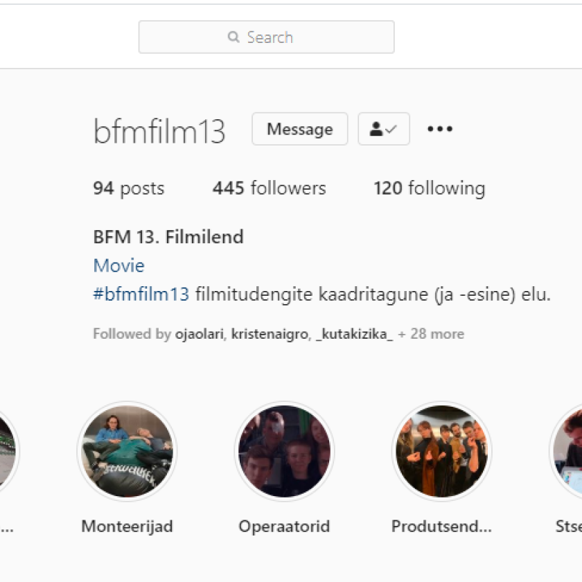 Filmikunsti tudengite Instagram