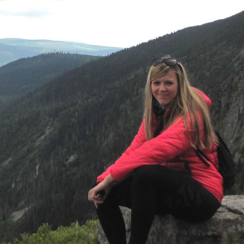 girl with mountains in the background